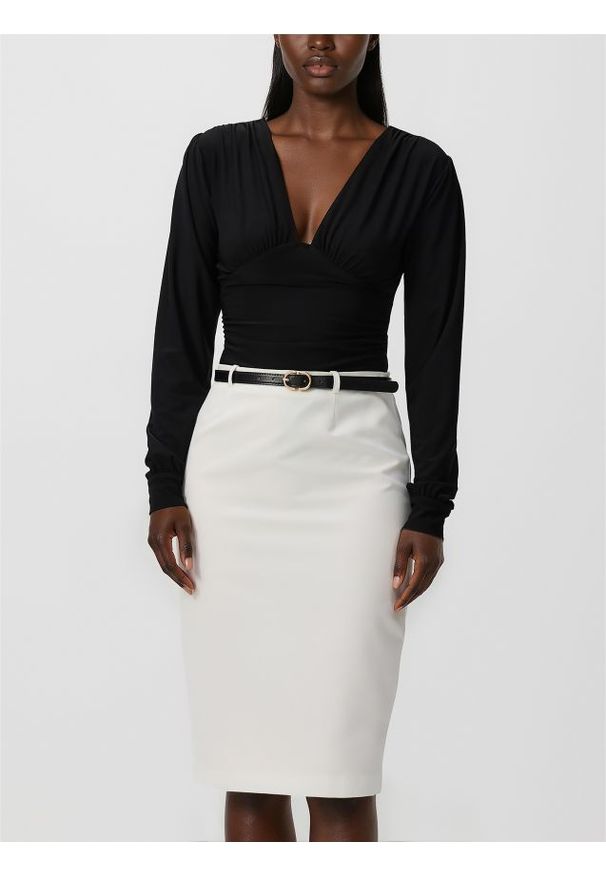 Reserved - Spódnica z paskiem - biały. Kolor: biały. Materiał: tkanina, wiskoza