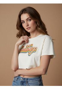 Sinsay - Bawełniana koszulka z nadrukiem The Beach Boys - kremowy. Kolor: kremowy. Materiał: bawełna. Wzór: nadruk #1