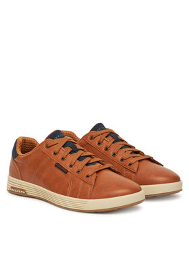 skechers - Skechers Sneakersy 210946/LUG Brązowy. Kolor: brązowy. Materiał: zamsz, skóra