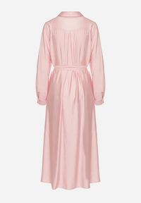 Born2be - Różowa Koszulowa Sukienka z Wiskozą i Paskiem Clesaura. Okazja: na co dzień, na imprezę. Typ kołnierza: dekolt w serek. Kolor: różowy. Materiał: wiskoza. Długość rękawa: długi rękaw. Typ sukienki: koszulowe. Styl: klasyczny, casual #4