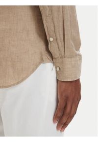 TOMMY HILFIGER - Tommy Hilfiger Koszula MW0MW39271 Beżowy ciemny Slim Fit. Kolor: beżowy. Materiał: len #3
