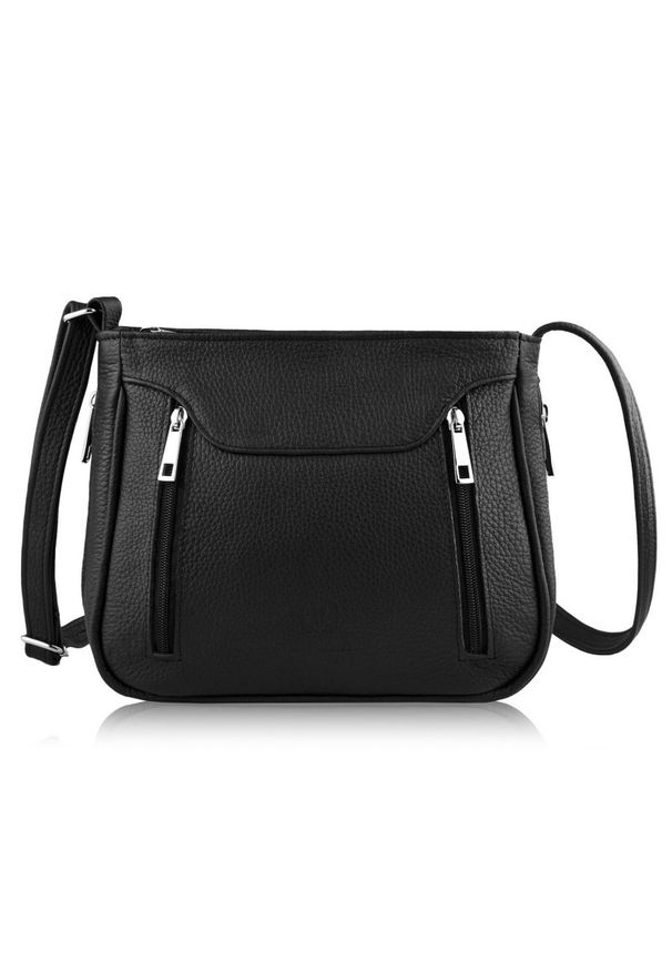 Listonoszka skórzana PAOLO PERUZZI Z-52-BL czarna. Kolor: czarny. Materiał: skórzane. Styl: casual, elegancki, klasyczny