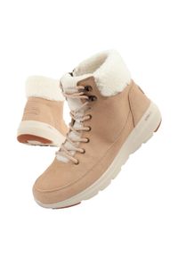 skechers - Buty zimowe sportowe damskie Skechers Glacial Ultra-Woodlands. Kolor: beżowy. Materiał: zamsz, futro, skóra. Szerokość cholewki: normalna. Sezon: zima. Model: Skechers Sport. Sport: turystyka piesza