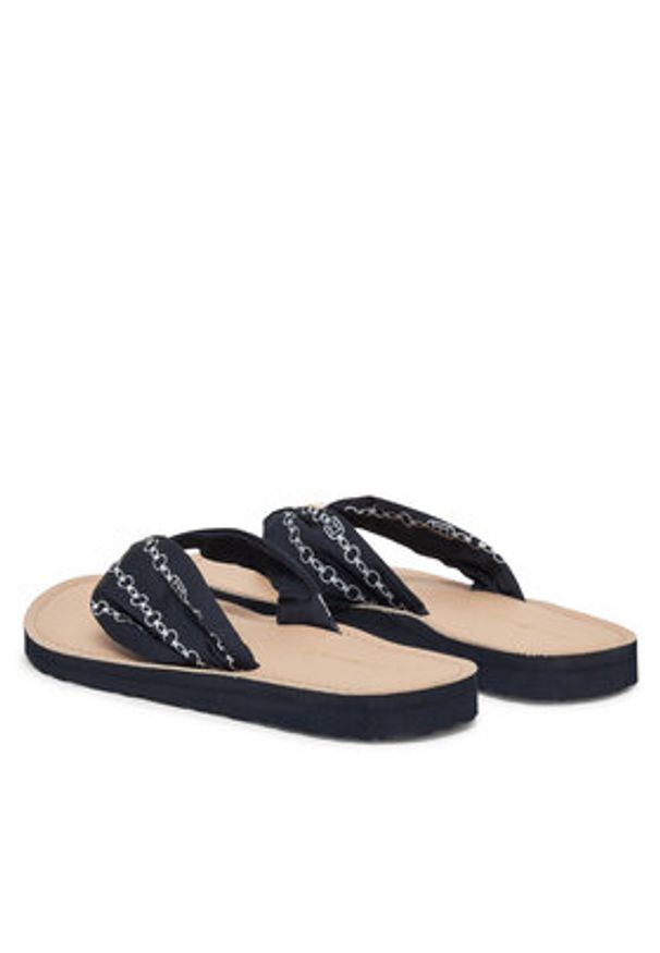 TOMMY HILFIGER - Tommy Hilfiger Japonki Th Chain Print Elevated Sandal FW0FW08519 Granatowy. Kolor: niebieski. Materiał: materiał. Wzór: nadruk