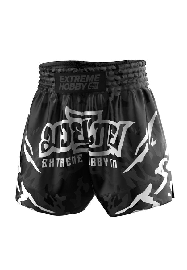Spodenki Muay Thai męskie EXTREME HOBBY BLACK PANTHER. Kolor: biały, czarny, wielokolorowy. Materiał: poliester