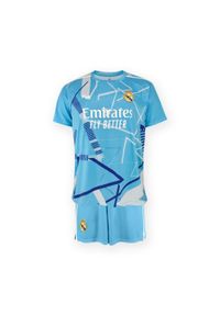 Real Madrid - Niesamowity, jasnoniebieski dziecięcy zestaw koszulek bramkarskich Realu Madryt. Kolor: wielokolorowy. Materiał: dresówka