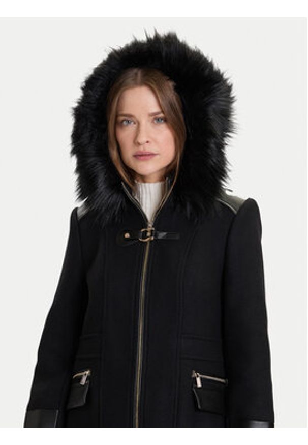 Morgan Płaszcz wełniany 222-GSIBIL Czarny Regular Fit. Kolor: czarny. Materiał: syntetyk