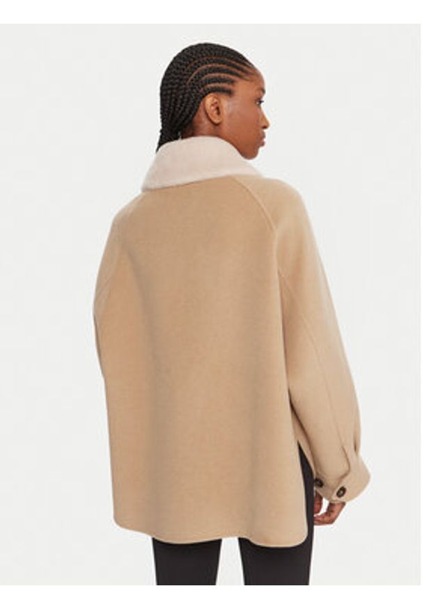 Marella Płaszcz wełniany Gettone 2523086011 Beżowy Loose Fit. Kolor: beżowy. Materiał: wełna, syntetyk