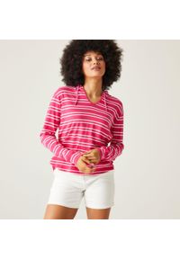 Regatta - Minerve V-Neck damska bluza z kapturem. Typ kołnierza: kaptur. Kolor: różowy. Materiał: bawełna. Styl: elegancki, sportowy. Sport: turystyka piesza #1