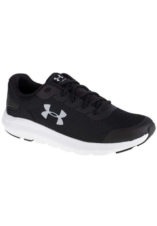 Buty do biegania męskie Under Armour Surge 2. Zapięcie: sznurówki. Kolor: czarny. Materiał: materiał, syntetyk, tkanina. Szerokość cholewki: normalna