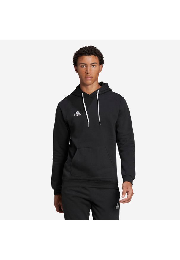 Bluza z kapturem do piłki nożnej Adidas Entrada 22. Typ kołnierza: kaptur. Kolor: czarny. Materiał: polar. Sport: fitness, piłka nożna