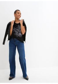 bonprix - Shirt bawełniany z przędzy mieszankowej, krótki rękaw. Kolor: czarny. Materiał: bawełna. Długość rękawa: krótki rękaw. Długość: krótkie. Wzór: nadruk #2