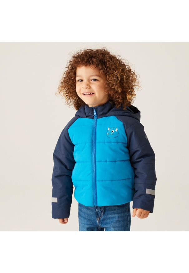 Regatta - Kurtka casualowa dziecięca Animal pikowana. Okazja: na co dzień. Kolor: niebieski. Materiał: puch. Styl: casual