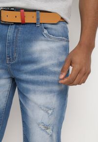 Born2be - Niebieskie Szorty Jeansowe z Przetarciami i Paskiem z Imitacji Skóry Tleasa. Okazja: na co dzień. Kolor: niebieski. Materiał: jeans, skóra. Styl: casual #5