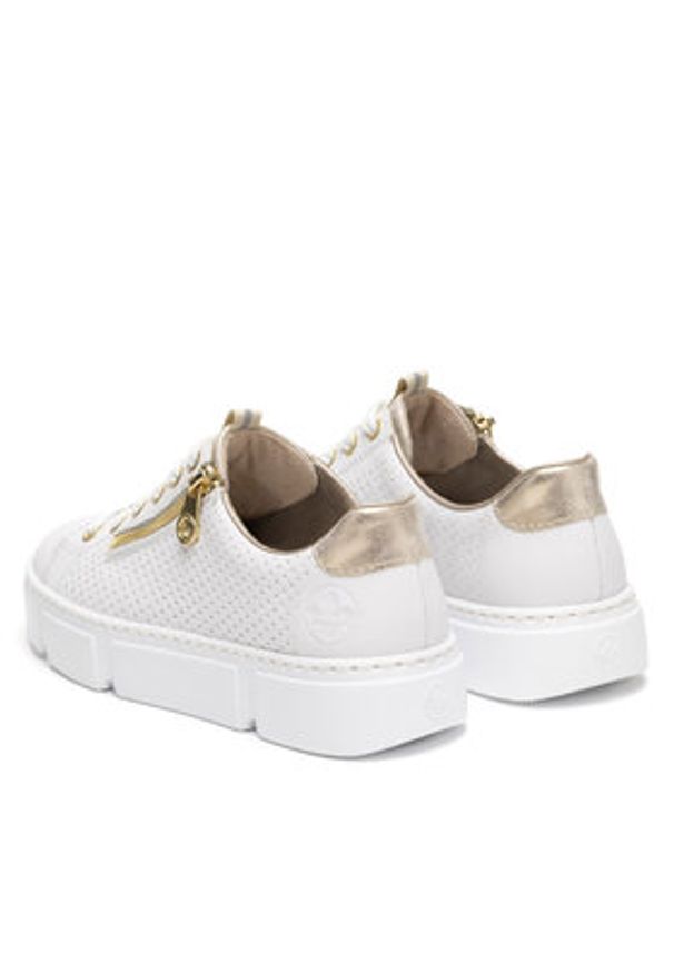 Rieker Sneakersy N5932-80 Biały. Kolor: biały. Materiał: skóra