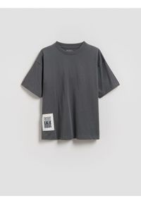 Reserved - Bawełniany t-shirt - ciemnoszary. Kolor: szary. Materiał: bawełna