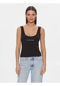 Calvin Klein Jeans Top Institutional J20J221064 Czarny Slim Fit. Kolor: czarny. Materiał: bawełna