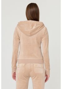 Juicy Couture - JUICY COUTURE Beżowa damska bluza Robertson, Rozmiar M. Typ kołnierza: kaptur. Kolor: beżowy. Materiał: welur #3