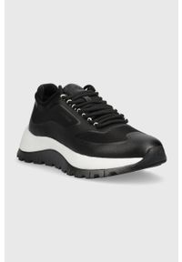 Calvin Klein sneakersy 2 PIECE SOLE RUNNER LACE UP kolor czarny HW0HW01640. Nosek buta: okrągły. Zapięcie: sznurówki. Kolor: czarny. Materiał: poliester, guma. Obcas: na platformie #2