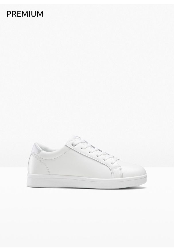 bonprix - Sneakersy skórzane. Kolor: biały. Materiał: skóra