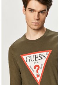 Guess - Longsleeve. Okazja: na co dzień. Kolor: zielony. Długość rękawa: długi rękaw. Wzór: nadruk. Styl: casual #2