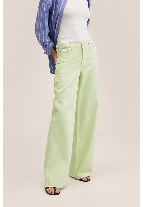 mango - Mango jeansy Agnes damskie high waist. Stan: podwyższony. Kolor: żółty