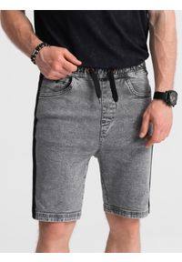 Ombre Clothing - Krótkie spodenki męskie jeansowe - szare V4. Kolor: szary. Materiał: jeans. Długość: krótkie #6