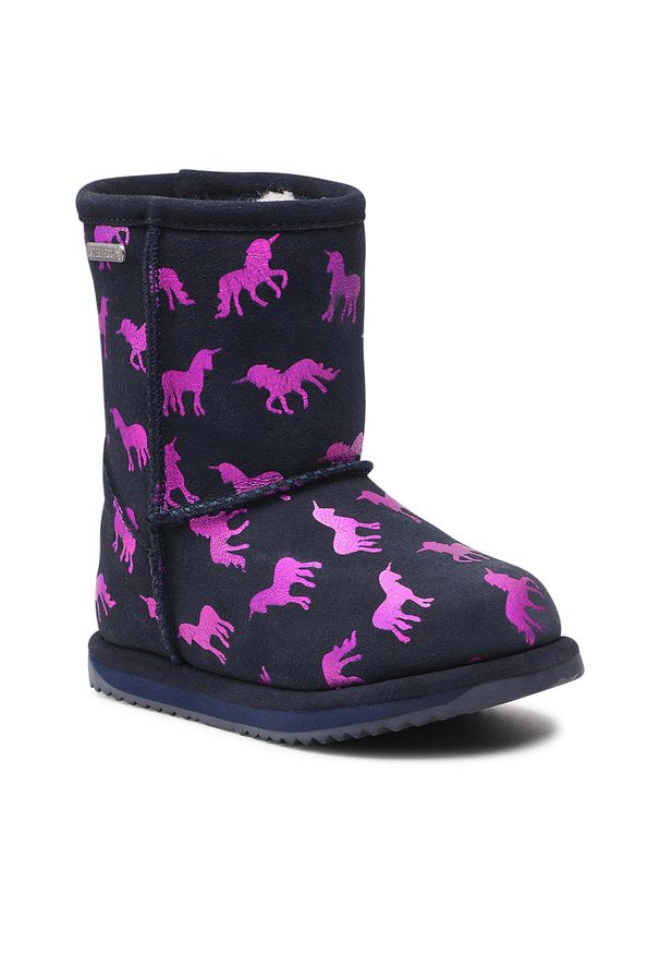 Buty EMU Australia Rainbow Unicorn Brumby K12373 Midnight. Kolor: czarny. Materiał: zamsz, skóra