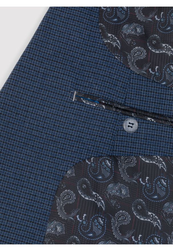 Pako Lorente - PAKO LORENTE – Granatowa marynarka garniturowa w pepitkę. Okazja: na ślub cywilny, na wesele. Kolor: niebieski. Styl: elegancki