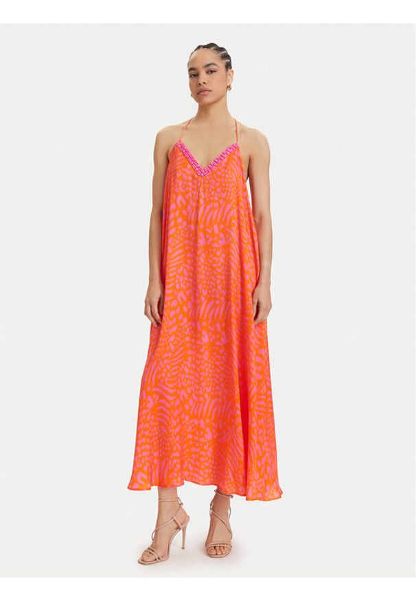 LOLA CASADEMUNT Sukienka letnia LS2616030 Pomarańczowy Regular Fit. Kolor: pomarańczowy. Materiał: wiskoza. Sezon: lato
