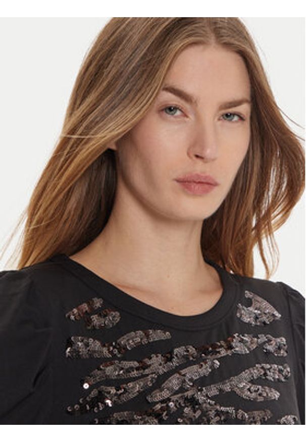 DKNY T-Shirt P4MHTXVW Czarny Regular Fit. Kolor: czarny. Materiał: bawełna