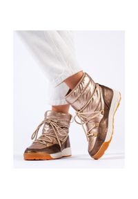 Big-Star - Krótkie złote śniegowce Big Star KK274276 brązowe. Kolor: brązowy. Sezon: zima #2