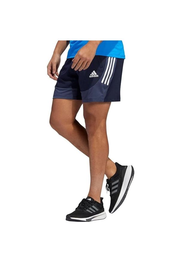 Spodenki treningowe męskie Adidas Aero3S. Kolor: niebieski. Materiał: poliester, elastan