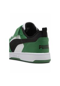 Puma - Dziecięce sneakersy PUMA Rebound V6 Lo PUMA White Black Archive Green. Okazja: na uczelnię. Kolor: czarny, zielony, biały, wielokolorowy. Materiał: syntetyk, materiał. Sport: joga i pilates