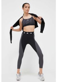 adidas Performance legginsy treningowe Techfit kolor szary wzorzyste. Stan: podwyższony. Kolor: szary. Materiał: skóra, materiał. Technologia: Techfit (Adidas). Sport: fitness #3