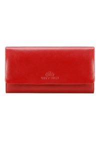 Wittchen - Damski portfel ze skóry podłużny z tłoczonym logo. Kolor: czerwony. Materiał: skóra. Wzór: aplikacja, gładki #1