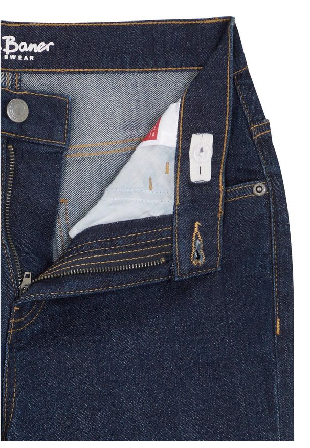 bonprix - Dżinsy ze stretchem i regulowanym paskiem, straight, slim fit. Kolor: niebieski. Wzór: gładki