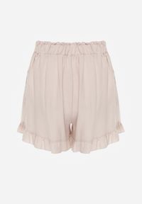 Renee - Beżowe Szorty Agathima. Okazja: na co dzień. Kolor: beżowy. Materiał: materiał, wiskoza. Długość: krótkie. Wzór: gładki, nadruk, aplikacja. Styl: casual, elegancki #8