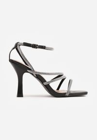 Born2be - Czarne Eleganckie Sandały na Szpilce Ozdobione Cyrkoniowymi Paskami Vikiaele. Zapięcie: pasek. Kolor: czarny. Wzór: aplikacja. Obcas: na szpilce. Styl: elegancki #8
