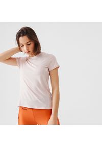 KALENJI - Koszulka do biegania damska Kalenji Soft. Kolor: różowy. Materiał: poliester, skóra, materiał