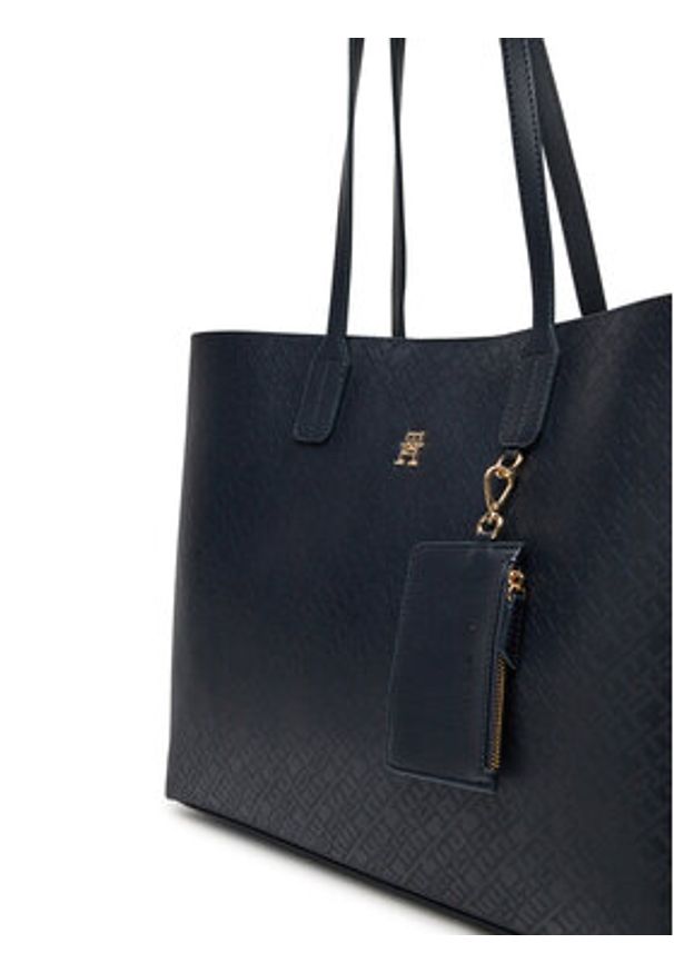 TOMMY HILFIGER - Tommy Hilfiger Torebka Th Distinct Tote Mono AW0AW17195 Granatowy. Kolor: niebieski. Materiał: skórzane