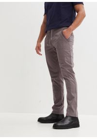 bonprix - Spodnie ze stretchem i gumką w talii, Regular Fit Straight. Kolor: szary #1