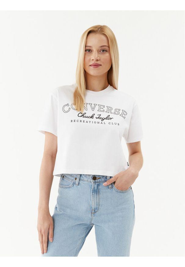 Converse T-Shirt Retro Chuck Cropped Tee 10025897-A01 Biały Regular Fit. Kolor: biały. Materiał: bawełna. Styl: retro