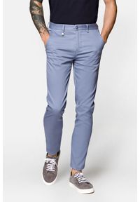 Lancerto - Spodnie Błękitne z Bawełną Chino Dennis. Kolor: niebieski. Materiał: elastan, bawełna #1