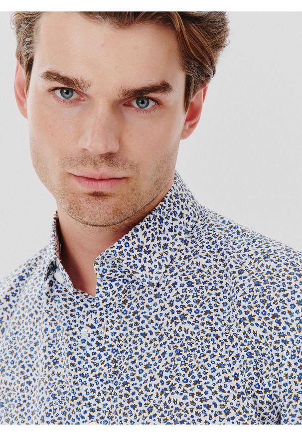 Pako Lorente - PAKO LORENTE – Koszula męska w kwiatki długi rękaw. Okazja: na co dzień. Materiał: bawełna, elastan. Długość rękawa: długi rękaw. Długość: długie. Wzór: kwiaty. Styl: casual