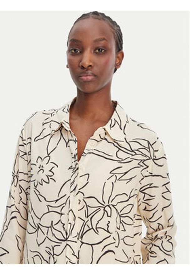 Seafolly Koszula Hothouse Flowers 55648-TO Écru Relaxed Fit. Kolor: kremowy. Materiał: wiskoza
