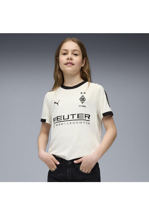 Puma - Młodzieżowa koszulka domowa Borussia Mönchengladbach 25/26 PUMA Warm White Black. Kolor: czarny, biały, wielokolorowy. Sezon: lato. Sport: piłka nożna