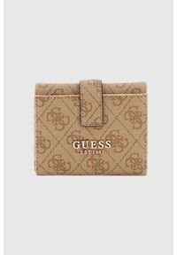 Guess - GUESS Beżowy portfel damski Laurel. Kolor: beżowy. Materiał: skóra ekologiczna