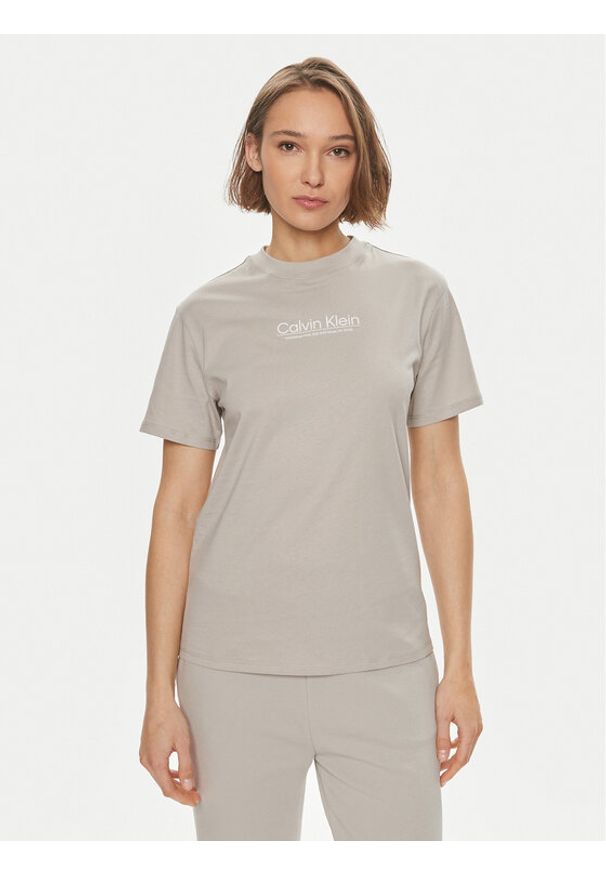 Calvin Klein T-Shirt Coordinates K20K207005 Beżowy Regular Fit. Kolor: beżowy. Materiał: bawełna