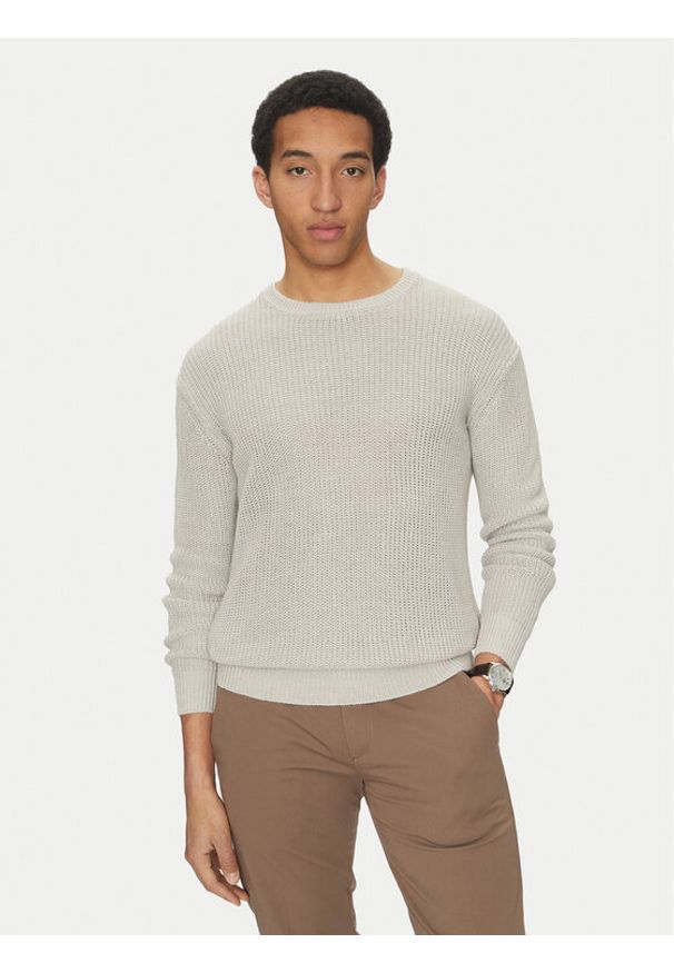 Marciano Guess Sweter 5GHR08 5863Z Brązowy Regular Fit. Kolor: brązowy. Materiał: len